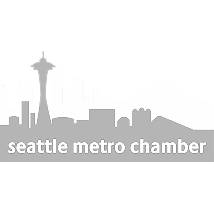 Seattle Metro Chamber logo with a skyline featuring the Space Needle and stylized mountains.