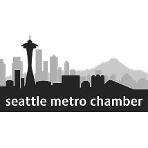 Seattle Metro Chamber logo with a skyline featuring the Space Needle and stylized mountains.